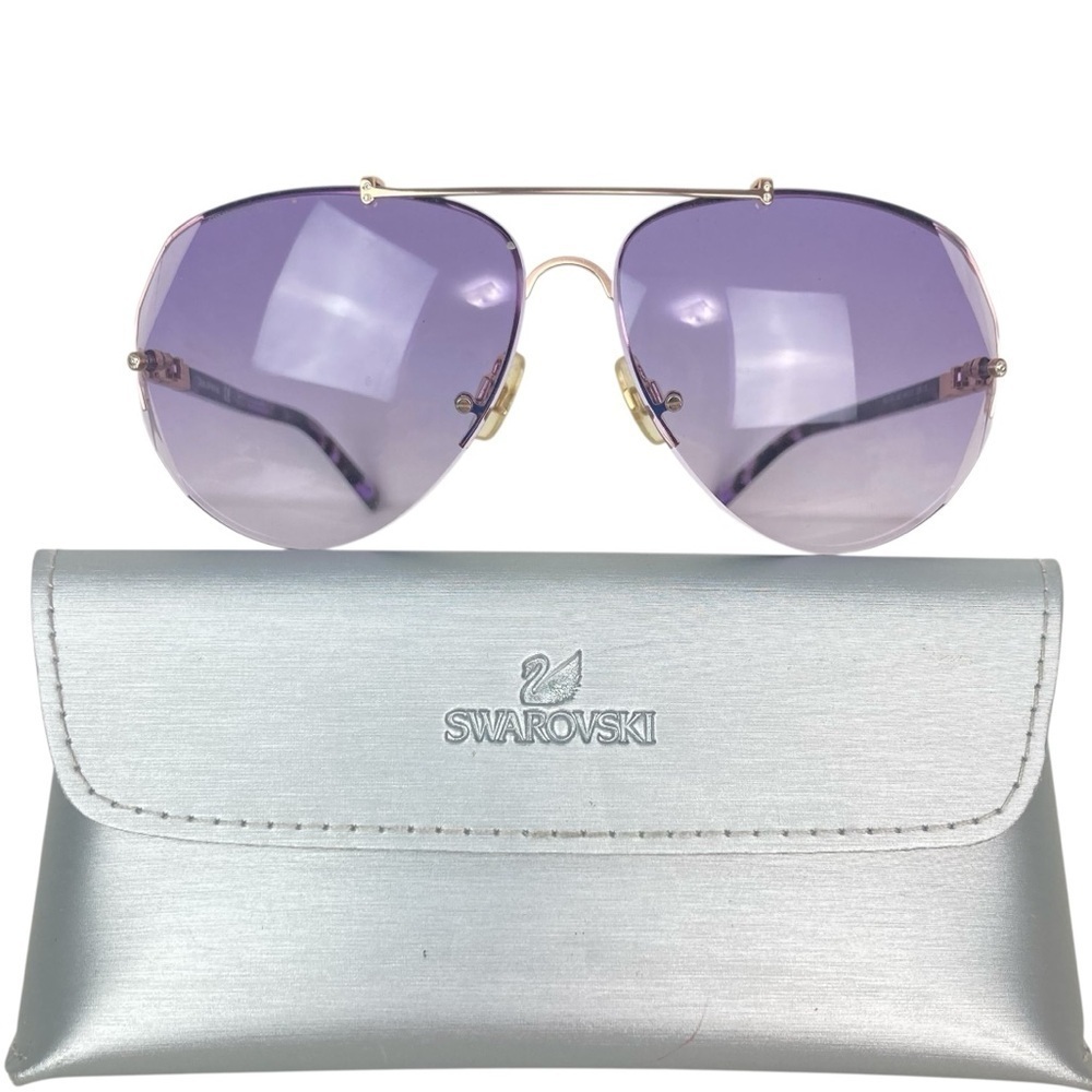 SWAROVSKI Sunglasses SW134 Purple with Crystal Facets at Temples - $224.
